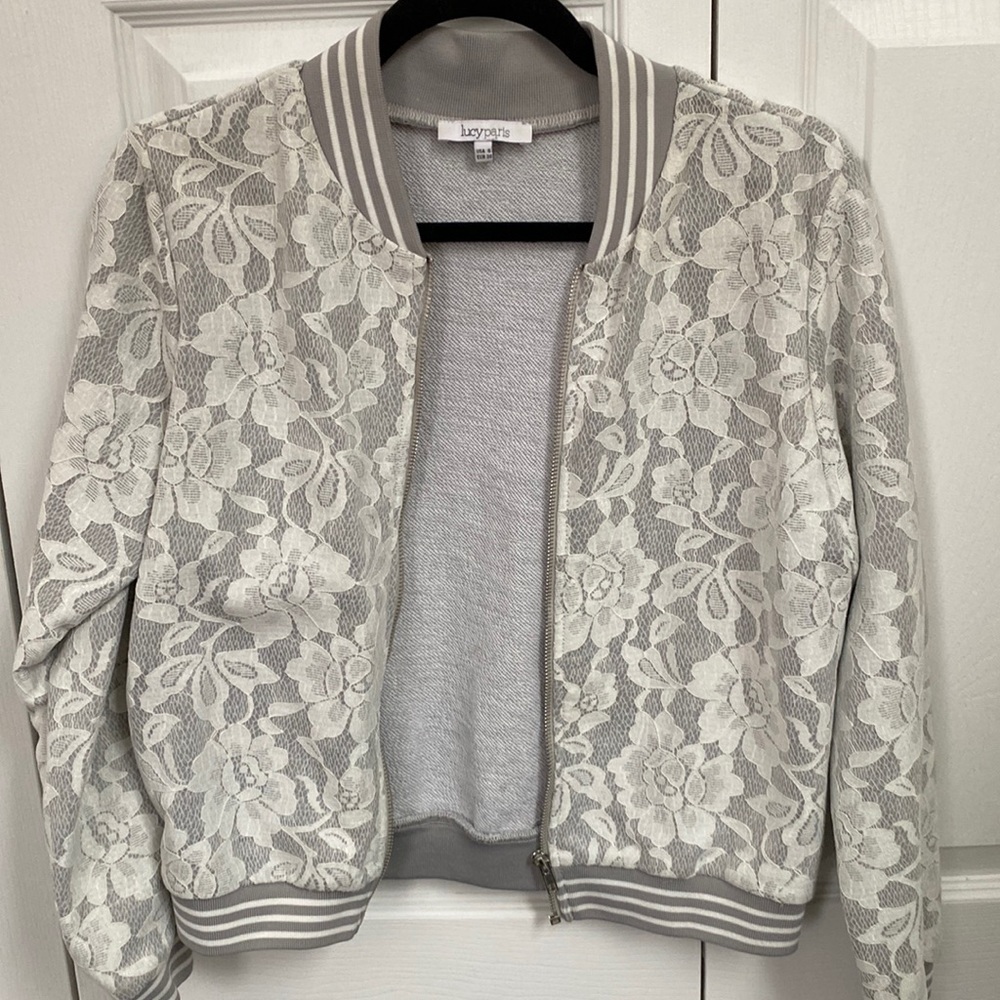 Lace and floral bomber